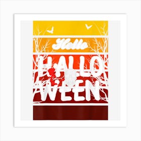 Hello Halloween Skull Graphic Funny Ghost Halloween Costume Art Print