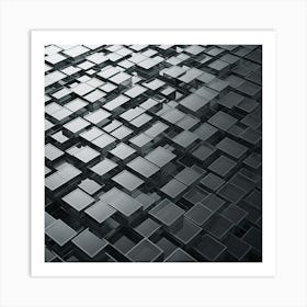 Abstract Black And White Cubes Art Print