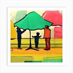 Umbrellas In The Park 1 Art Print