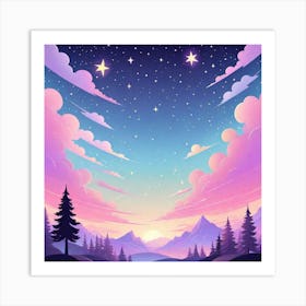 Sky With Twinkling Stars In Pastel Colors Square Composition 42 Art Print