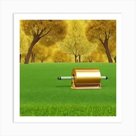 Gold Paper Roll In The Grass Art Print