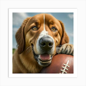 Dog With Football 1 Art Print