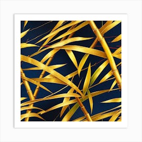 Golden Bamboo Leaves Art Print