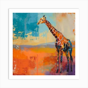 Impasto Warm Giraffe Portrait 1 Art Print