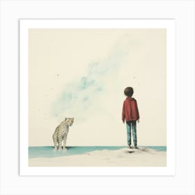 Boy And A Cheetah Art Print