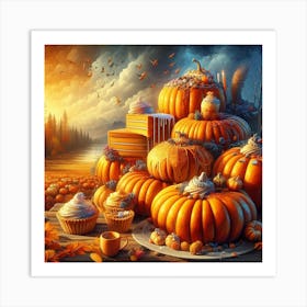 Pumpkins And Cupcakes Art Print