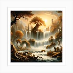 Mythical Waterfall 23 Art Print