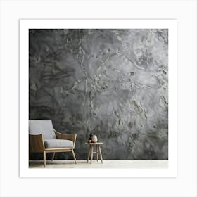 Abstract Stone Material Structure Grey Rock Halloween Granular Rough Wallpaper Stucco Dar (27) Art Print