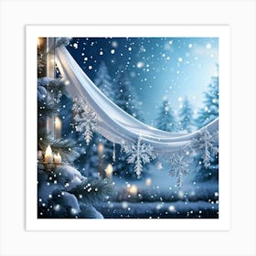 Festive Winter Banner Draping Elegantly Illuminated By Soft Snowflakes Cascading Down And Embedded (4) Póster