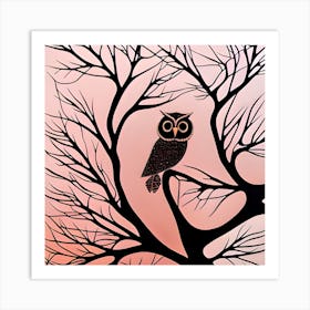 Owl On Tree Branches Art Print