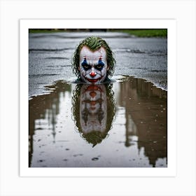 Joker In The Puddle Art Print