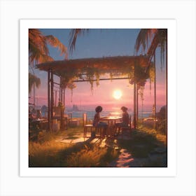 Sunset At The Beach Art Print