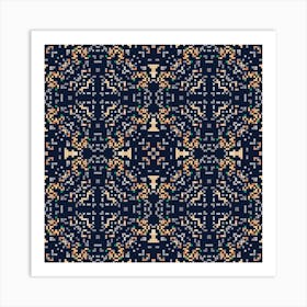 Set of geometric pattern with colored squares 6 Art Print