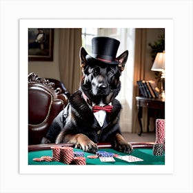 German Shepherd Top Hat Poker Art Print