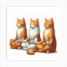 Three cats meditating 3 Art Print