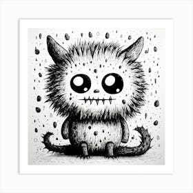 Little Monster In The Rain Art Print