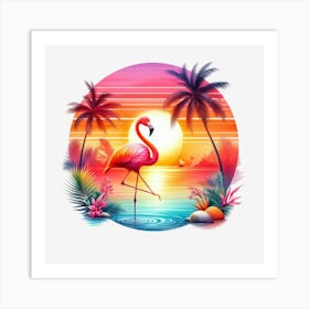 Sunset Flamingo Art Print