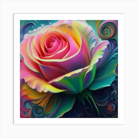 Abstract painting of a magical organic rose 7 Art Print