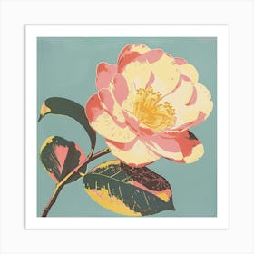 Camellia 2 Square Flower Illustration Art Print