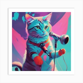 Funny Cat Singing Art Print