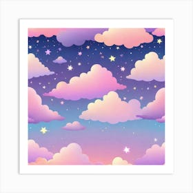 Sky With Twinkling Stars In Pastel Colors Square Composition 104 Art Print