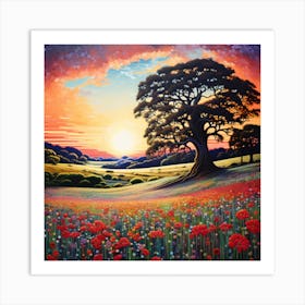 Poppies At Sunset Art Print