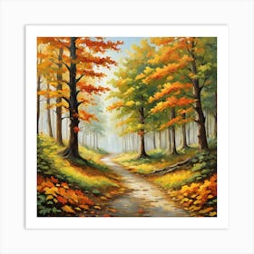 Forest In Autumn In Minimalist Style Square Composition 146 Art Print