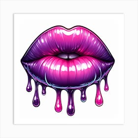 Plump lips drippy kiss 1 Art Print