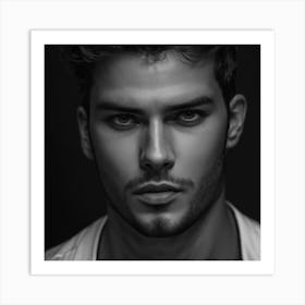 Black And White Portrait Of A Man 1 Art Print