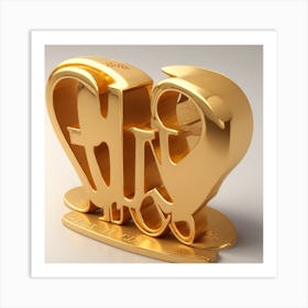 Gold Heart 3d Printed Art Print