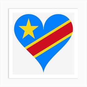 Heart Love Coat Of Arms Star Flag Congo Central Africa Heart Shaped Art Print