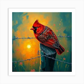 Cardinal At Sunset Art Print