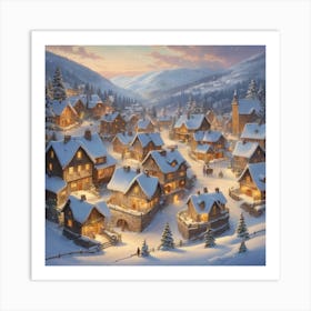 Christmas Village Art Print Art Print