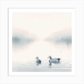 Two Ducks In Serene Water Art Print