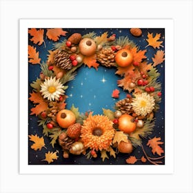 Autumn Starlight Wreath Art Print