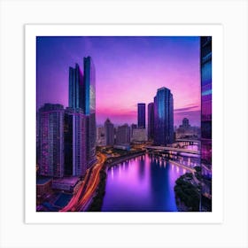 Cityscape At Dusk 3 Art Print