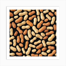 Peanuts On Black Background 2 Art Print