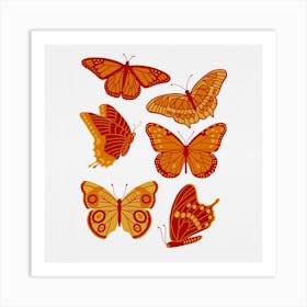 Texas Butterflies   Orange And Yellow Square Art Print