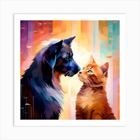 Dog And Cat Art Print