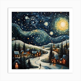 Fir Trees in Starry Brilliance Art Print