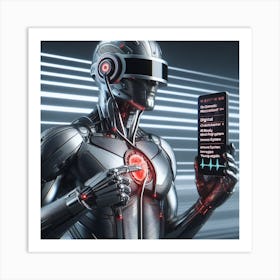 Robot Holding A Smart Phone Art Print