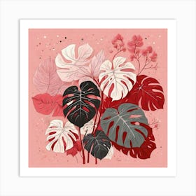 Pink And Red Plant Illustration Monstered Thai Cons tell 2 Art Print