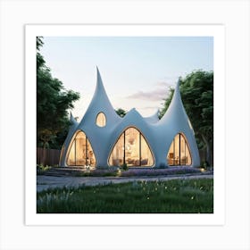 A Whimsically Designed House That Bears The Playful Silhouette Of A Dropped In The Area Of A Charmin Art Print