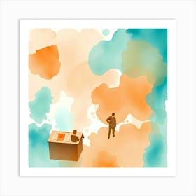 Illustration Of A Business Meeting Art Print