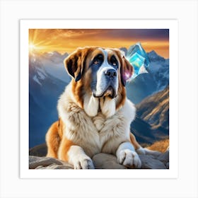 St Bernard Dog 77 Art Print