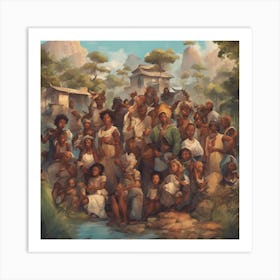 Group Of People In A Forest Art Print