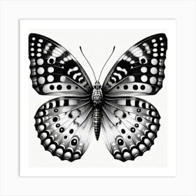 Butterfly In Black And White Art Print