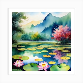 Water Lily Painting 2 Art Print