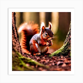 Red Squirrel In The Forest 2 Art Print