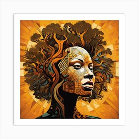 African Woman With Tree 1 Art Print